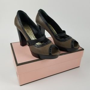 Juicy Couture Peep Toe Wooden Heels Platforms